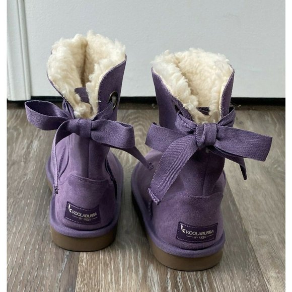 New KOOLABURRA BY UGG Andrah Suede Leather Short Boot Sz 2 Y  Big Girls Purple - Picture 8 of 12